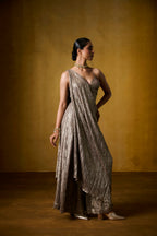 REYA GOLDEN DRAPED JUMPSUIT