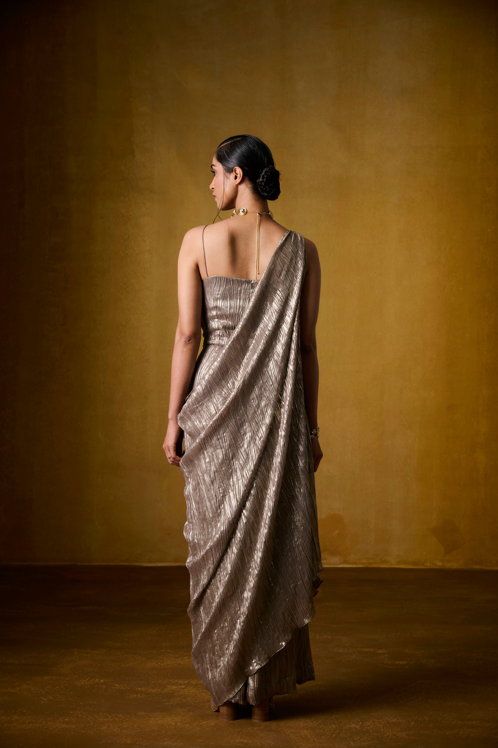 REYA GOLDEN DRAPED JUMPSUIT