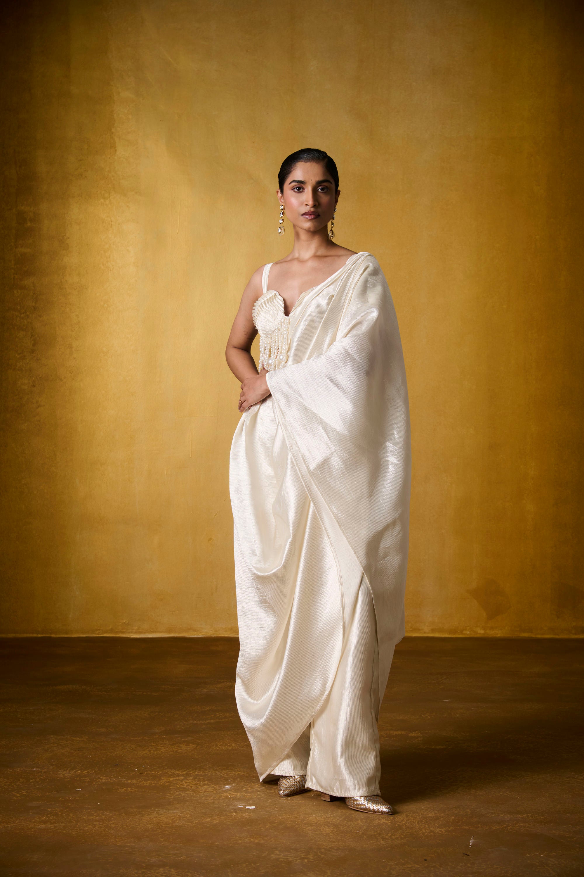 OYSTER BLOUSE WITH MOONFALL SAREE