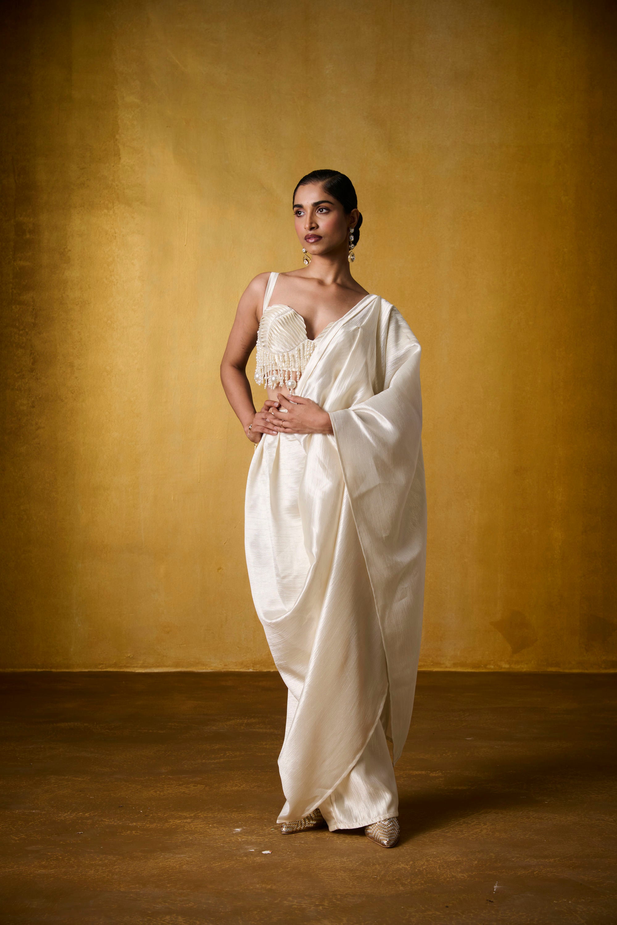 OYSTER BLOUSE WITH MOONFALL SAREE