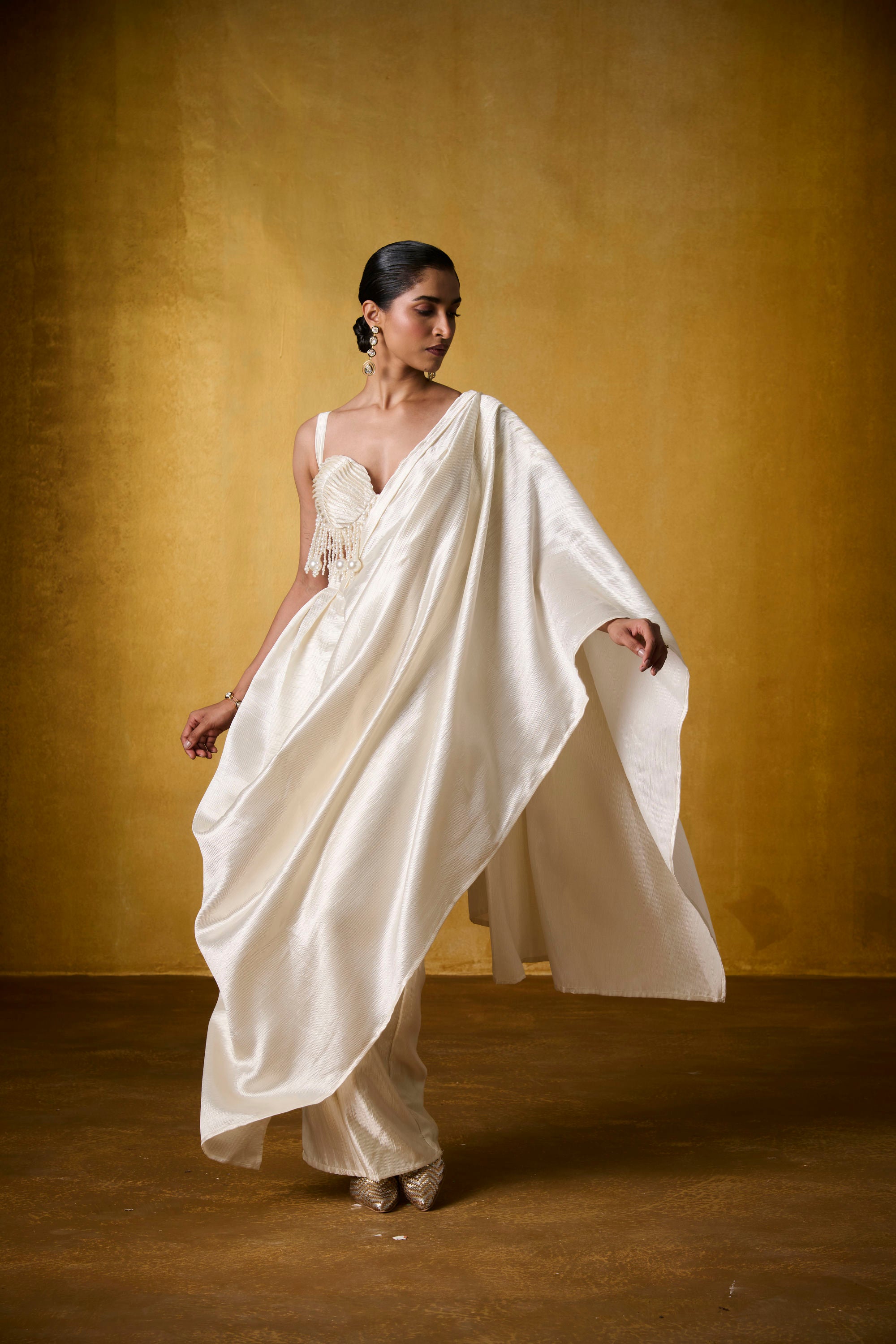 OYSTER BLOUSE WITH MOONFALL SAREE