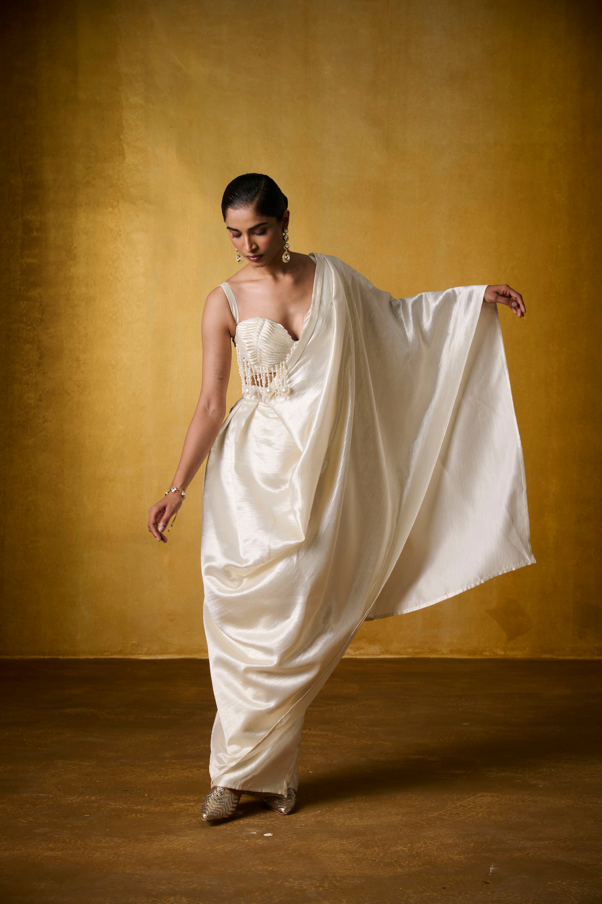 OYSTER BLOUSE WITH MOONFALL SAREE
