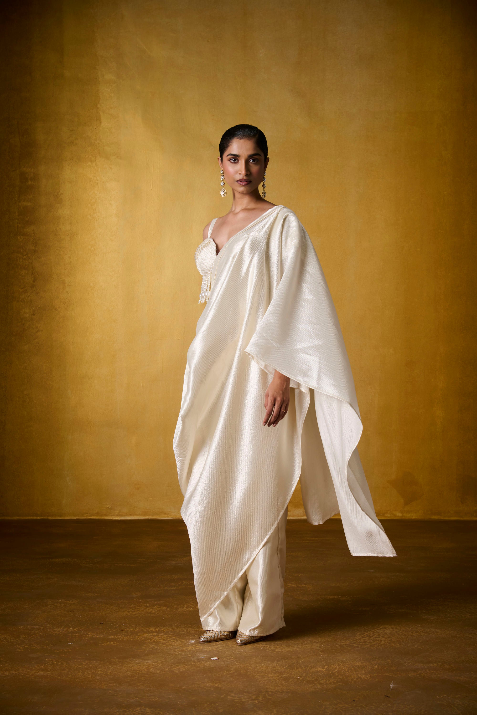OYSTER BLOUSE WITH MOONFALL SAREE