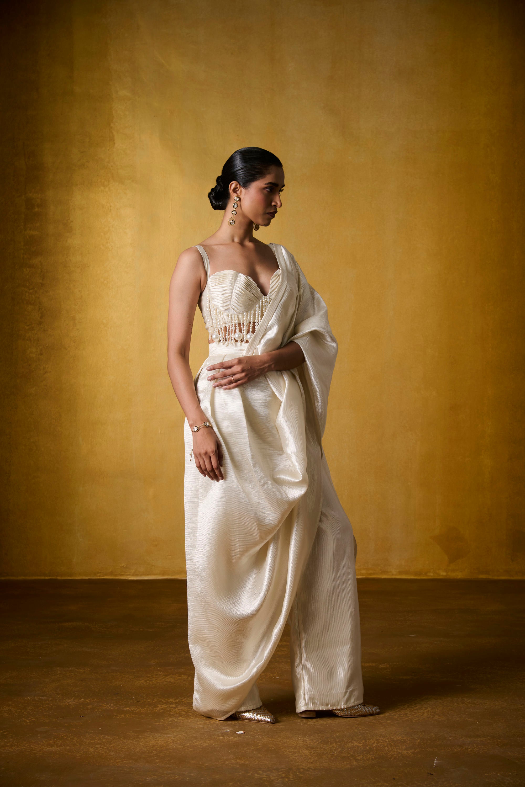 OYSTER BLOUSE WITH MOONFALL SAREE
