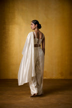 OYSTER BLOUSE WITH MOONFALL SAREE