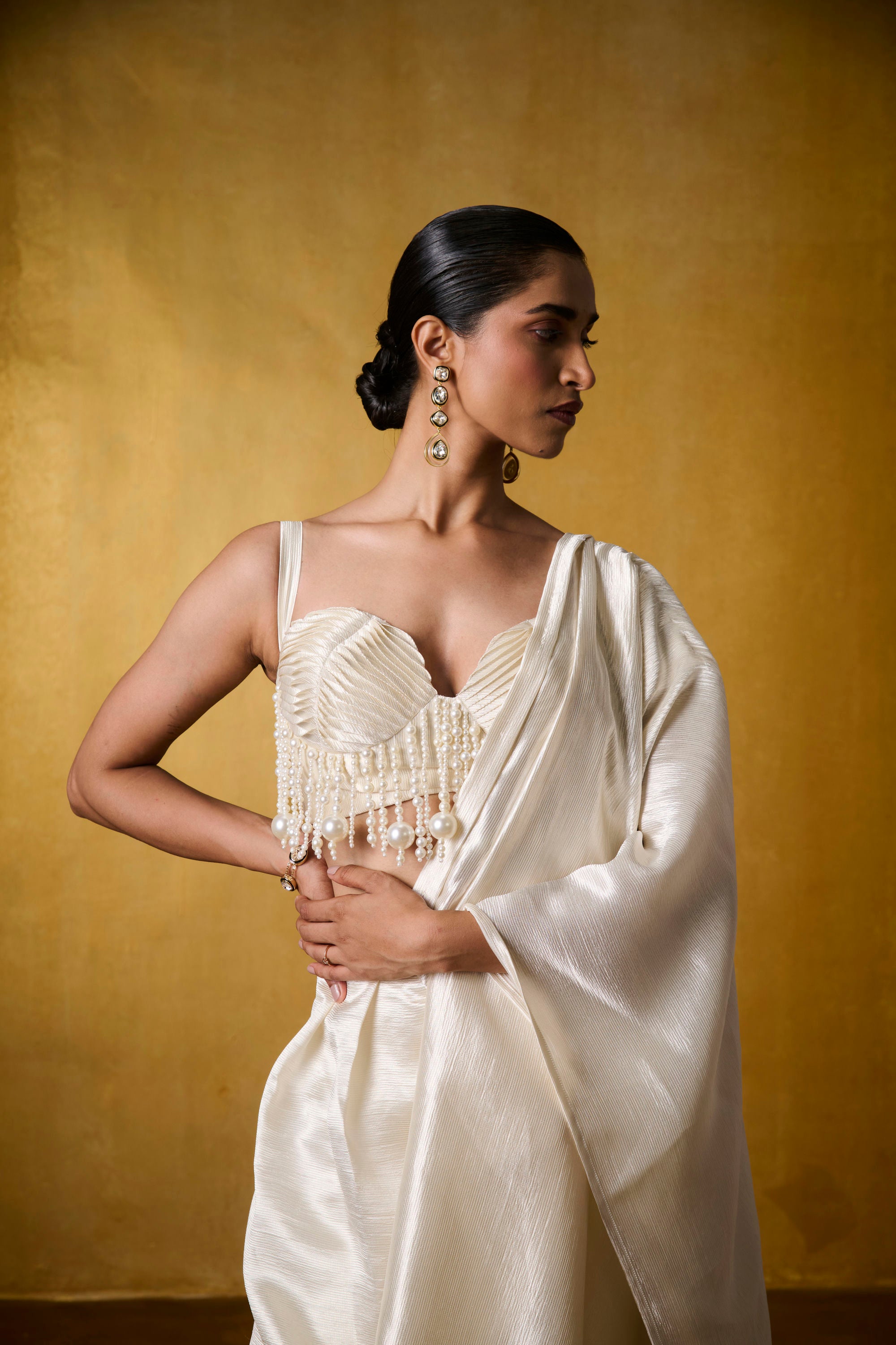 OYSTER BLOUSE WITH MOONFALL SAREE