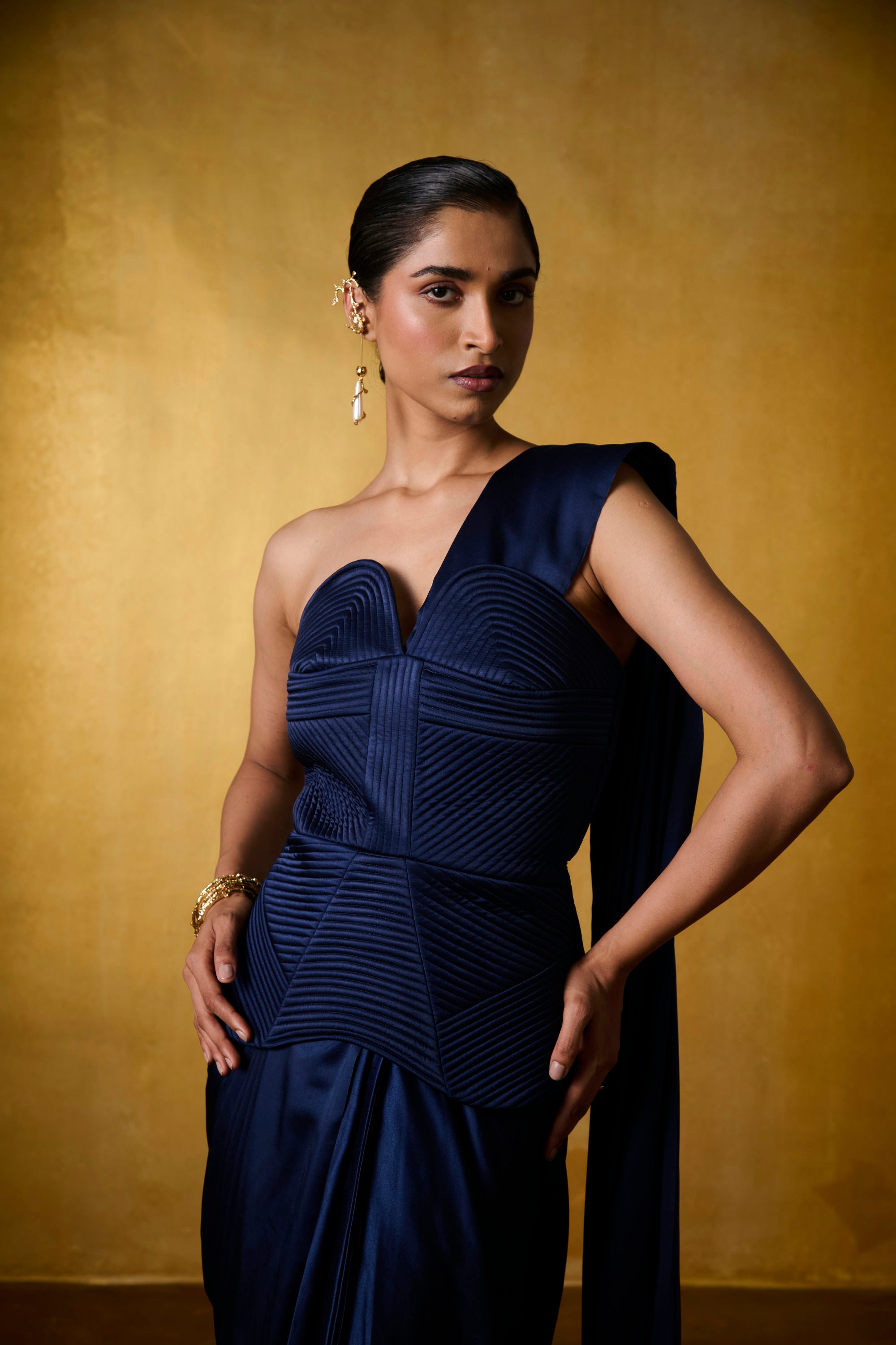 LAYLA CORSET SAREE (NAVY)