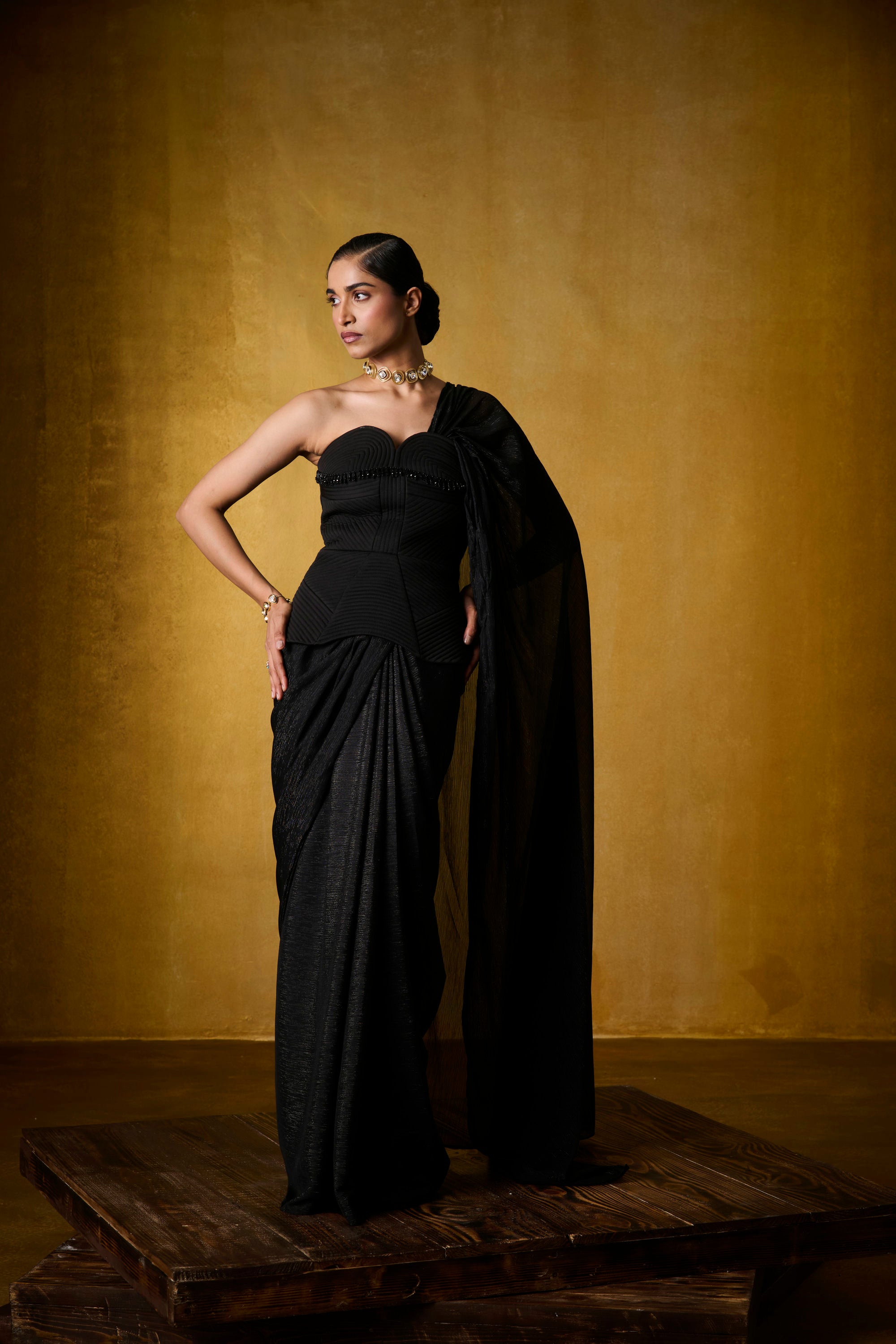 LAYLA CORSET SAREE (BLACK)