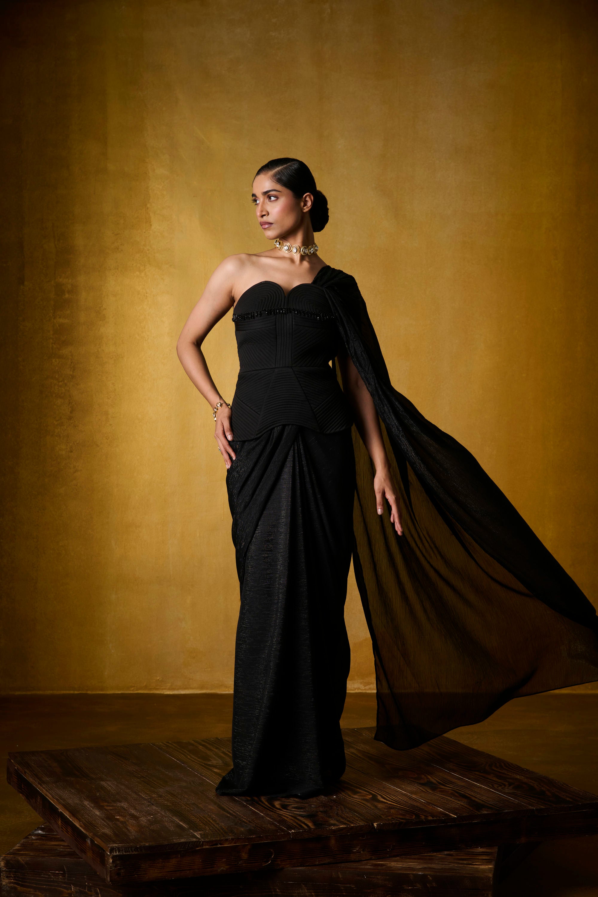 LAYLA CORSET SAREE (BLACK)