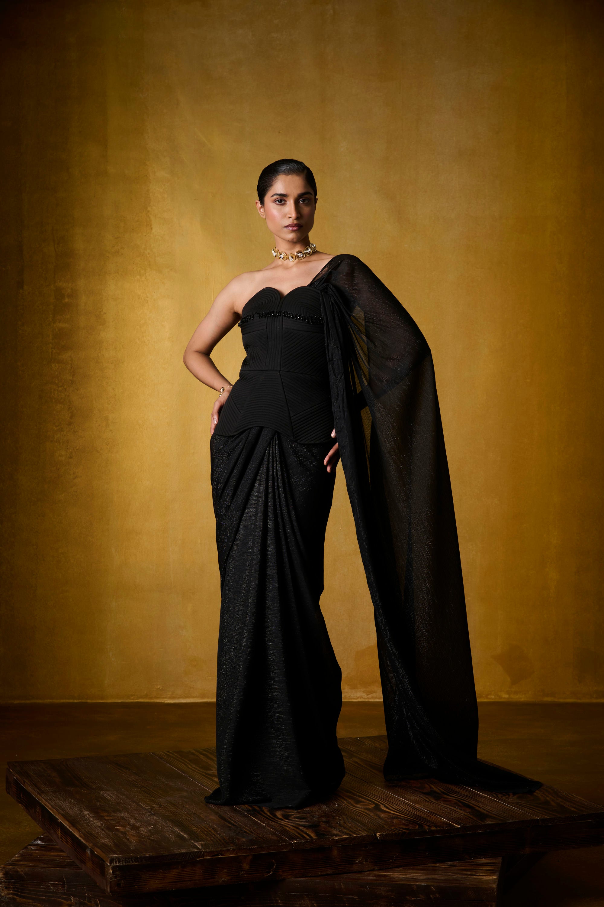 LAYLA CORSET SAREE (BLACK)