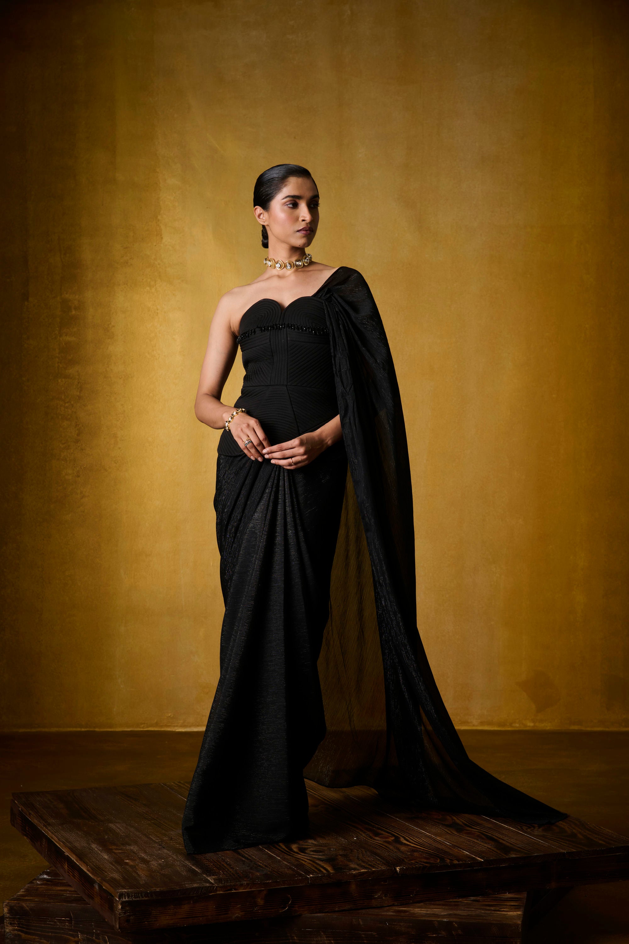 LAYLA CORSET SAREE (BLACK)