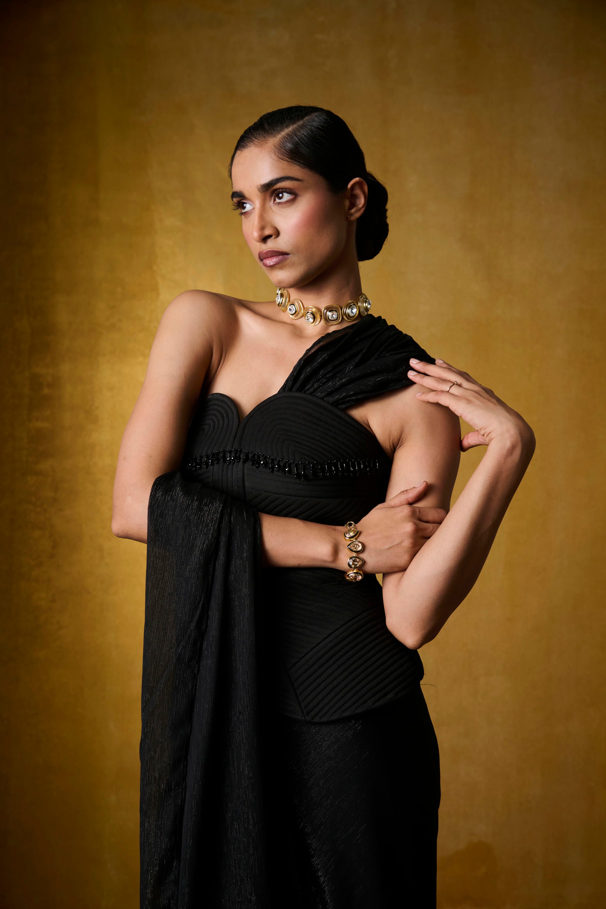 LAYLA CORSET SAREE (BLACK)
